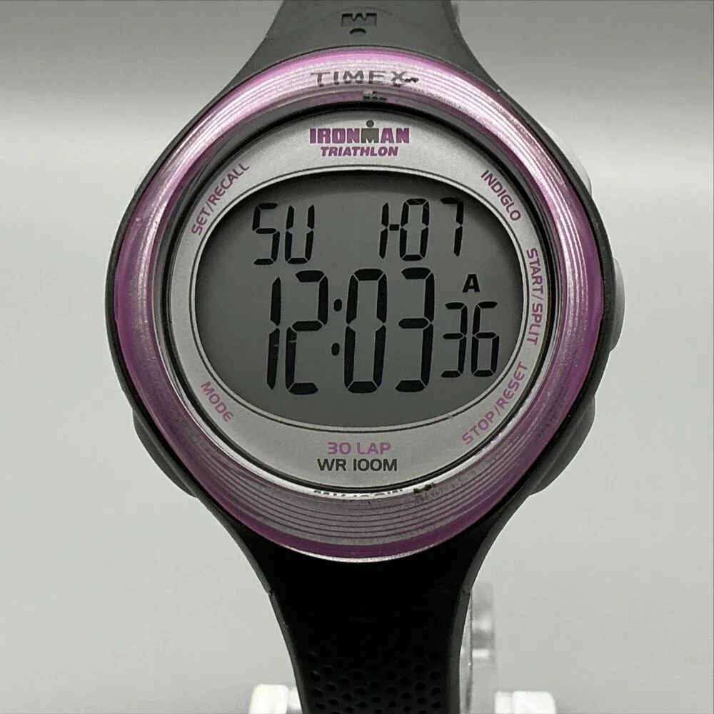 Timex Ironman Triathlon T5K600 Womens Watch 38mm Digital Black Pink New Battery